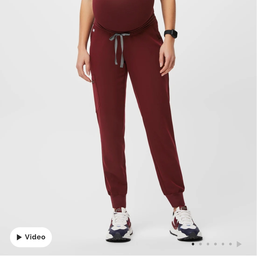 Figs Red Jogger Track Pants with Elastic Waistband